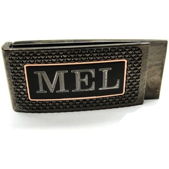 "MEL" Initial Engraved Money Clip Black Stainless Steel Credit Card Cash ID - Picture 7 of 7